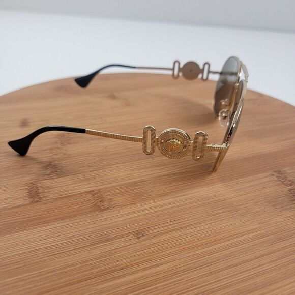 Versace Aviator Sunglasses VE2249 1002/7P Gold Metal Frame Gold Mirror Lens 65mm - Picture 1 of 16